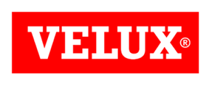 The image shows the VELUX logo, featuring the brand name VELUX in bold white letters within a red rectangular background. Dominion Roofing | BRAMPTON | BURLINGTON | ETOBICOKE | MARKHAM | MISSISSAUGA | NORTH YORK | OAKVILLE | RICHMOND HILL | Scarborough | TORONTO | VAUGHAN | dominionroofing.com | Phone Number: 416-789-0601